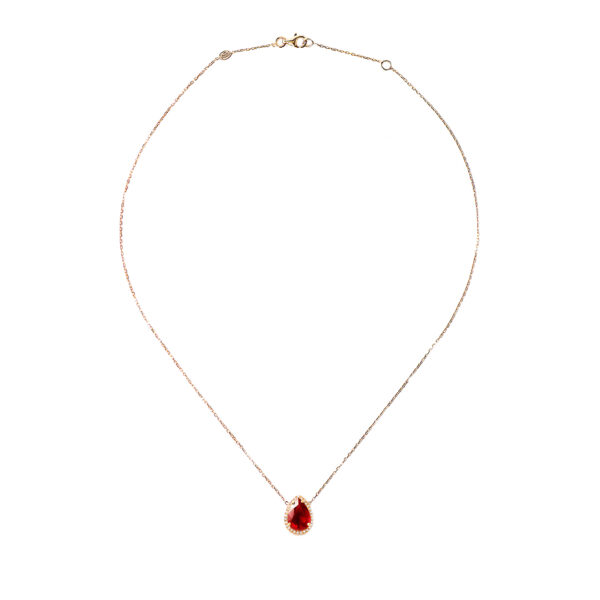 18kt rose gold necklace with diamonds and ruby